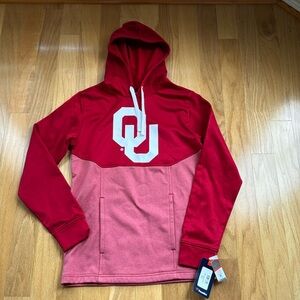 Fanatics OU hoodie pull over, hundred percent polyester men’s SM, NWT